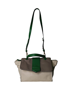 Trapeze Crossbody,Leather,Cream/Taupe/Green,M,DB